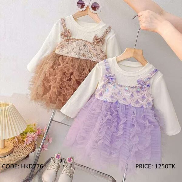 Glittering Sequin & Ruffled Tulle Baby Dress