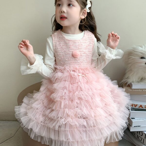 Princess Baby Dress with Voluminous Ruffle Tulle Skirt & Textured Top