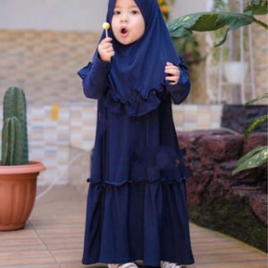 Premium Baby Borkha Set in Dusty Pink with White Floral Lace - Soft Breathable Prayer Wear for Toddlers - Kiddleplace BD