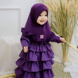 Premium Modest Toddler Outfit - Soft Purple Baby Borkha with Layered Ruffles for Girls - Kiddleplace BD