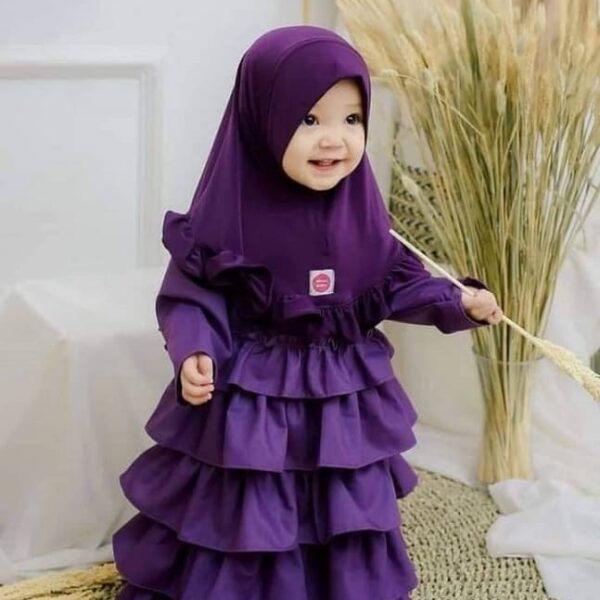 Premium Modest Toddler Outfit - Soft Purple Baby Borkha with Layered Ruffles for Girls - Kiddleplace BD