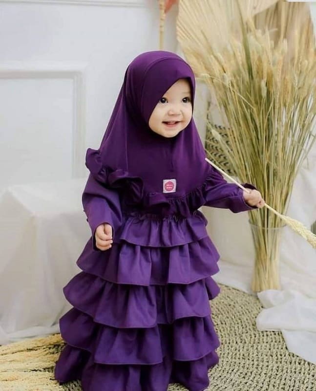 Premium Modest Toddler Outfit - Soft Purple Baby Borkha with Layered Ruffles for Girls - Kiddleplace BD