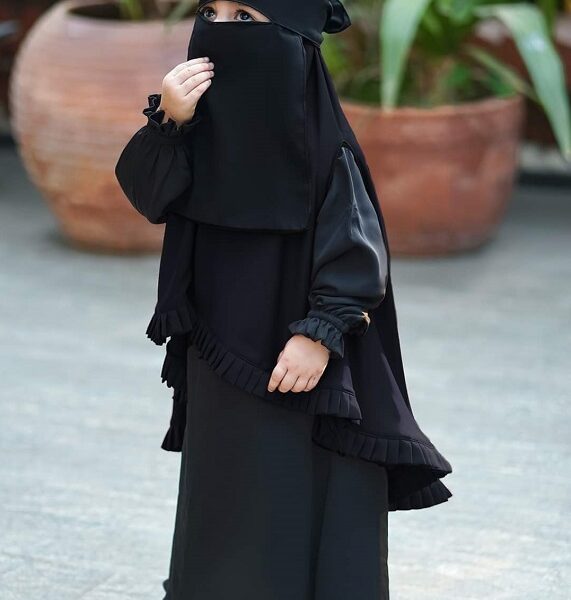 Premium Sunshine Modesty Black Baby Borkha with Integrated Niqab and Soft Play-Friendly Fabric - Kiddleplace BD