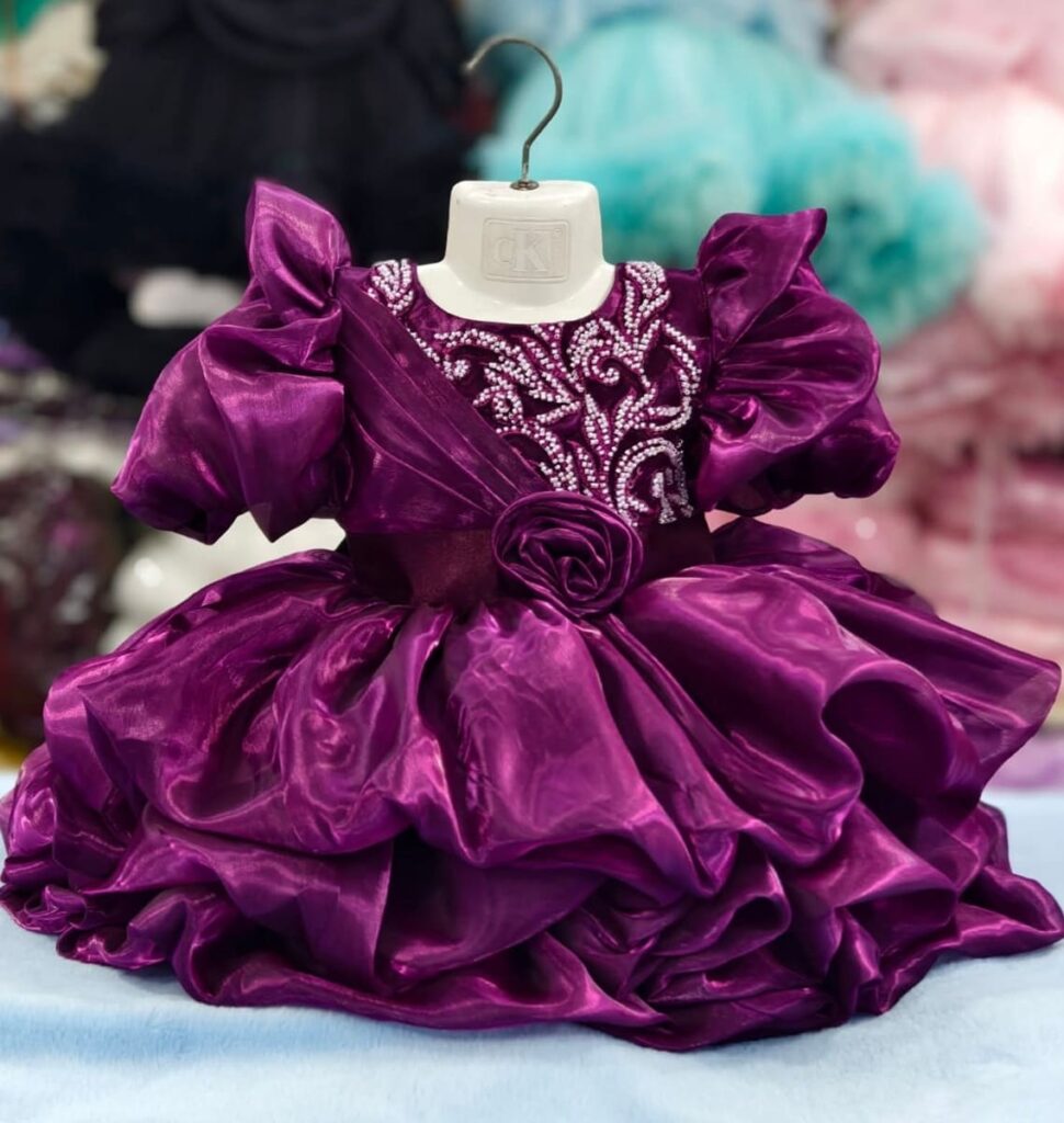 Luxury Periwinkle Blue Baby Dress Gown for Kids Party - Kiddleplace