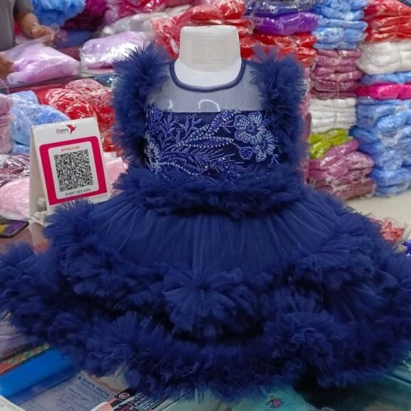 Elegant Navy Blue Baby Dress and Ruffle Tutu Party Wear for Kids - Kiddleplace