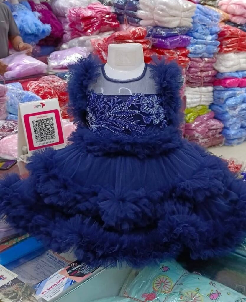 Elegant Navy Blue Baby Dress and Ruffle Tutu Party Wear for Kids - Kiddleplace