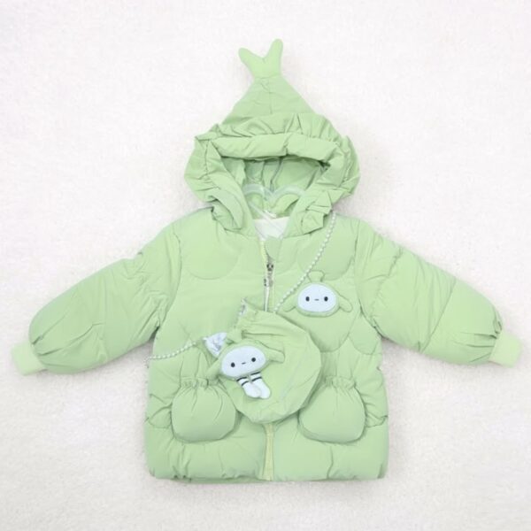 Light Green Hooded Puffer Jacket with AlienBunny Hood HKD821-2250