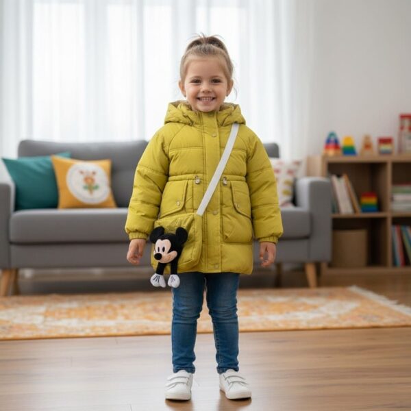 Lime Yellow Cute Doll Baby Winter Puffer Jacket