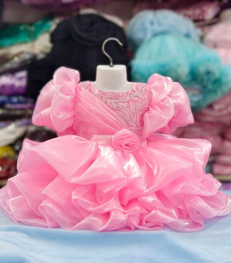 Premium Pink Baby Dress and Pearl Embellished Party Gown for Kids - Kiddleplace