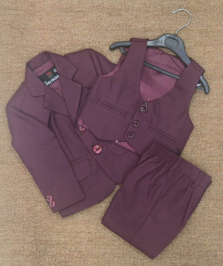 Premium Maroon 3-Piece Baby Dress Blazer Set for Boys Party Wear - Kiddleplace