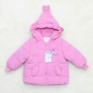 Girls' Warm Quilted Jacket with Bunny Ear Hood Design