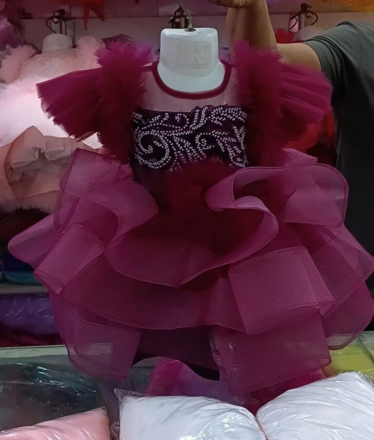 Smiley Star Maroon Baby Dress and Ruffle Party Outfit for Kids - Kiddleplace