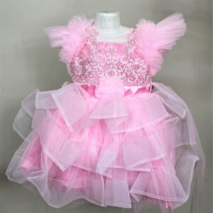 Tiny Princess Pink Baby Dress for Outing and Party Wear - Kiddleplace