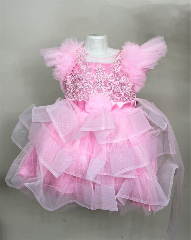 Tiny Princess Pink Baby Dress for Outing and Party Wear - Kiddleplace