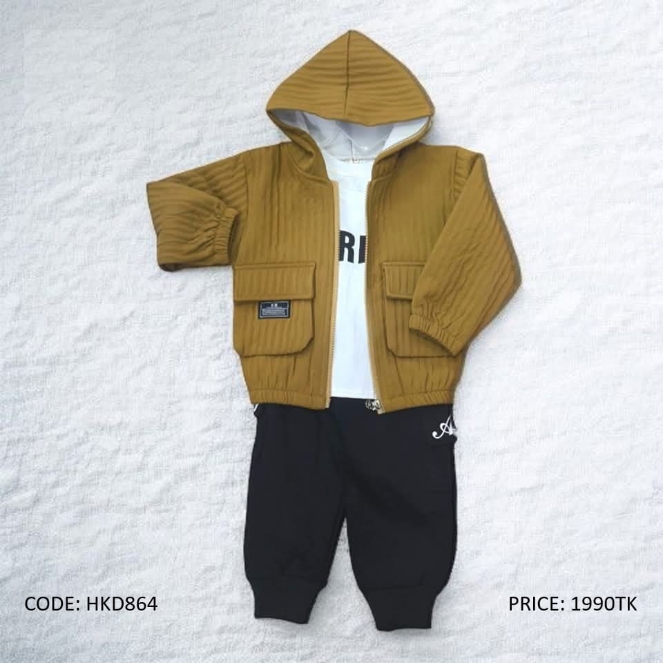 Baby Boy Cute Lion Patch 3-in-1 Hooded Jacket Set HKD864-1990 baby jacket