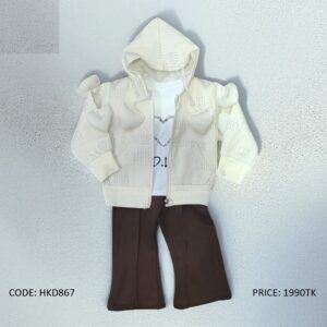 Girls' Heart Accent Full Zip Hoodie Set