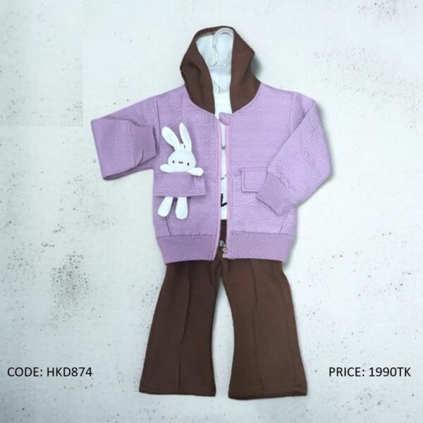Lilac Bunny Appliqué Quilted Hoodie Set