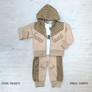 Monogram Pattern Kids Tracksuit 3-Piece Set