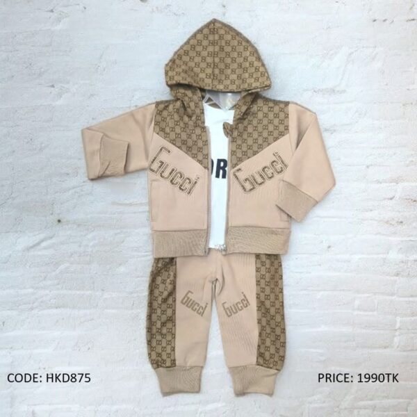 Monogram Pattern Kids Tracksuit 3-Piece Set