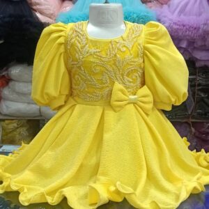 Premium Bright Yellow Baby Girl Party Dress and Gown - HKD882 - Kiddleplace