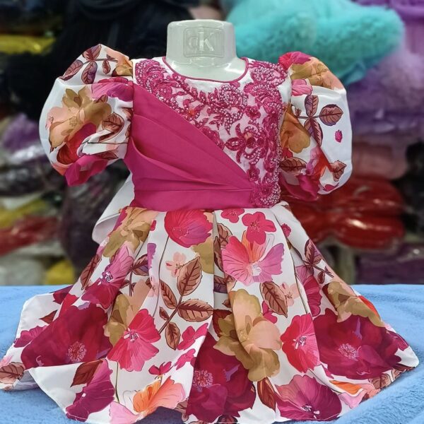 Premium Magenta Floral Baby Girl Party Dress and Gown - HKD935 - Kiddleplace