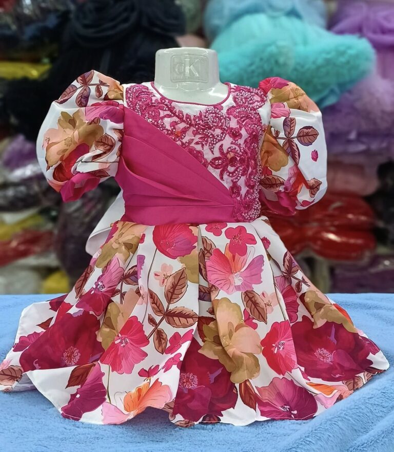 Premium Magenta Floral Baby Girl Party Dress and Gown - HKD935 - Kiddleplace