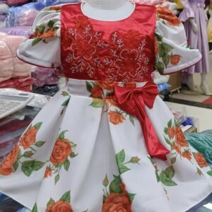 Premium Red and White Floral Baby Dress and Gown