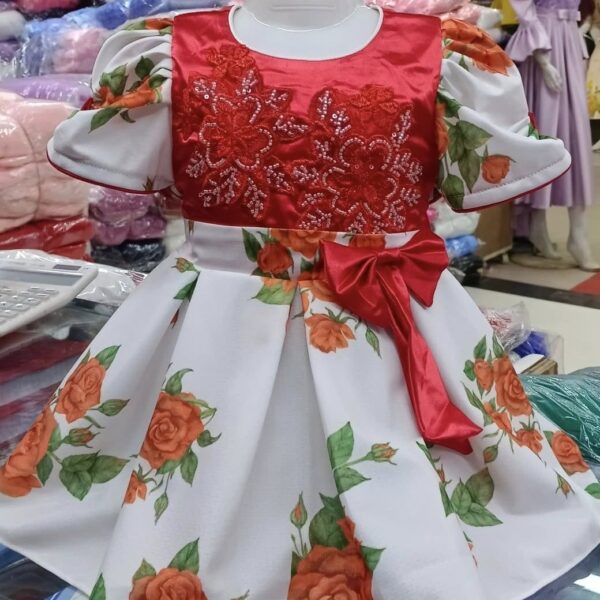 Premium Red and White Floral Baby Dress and Gown