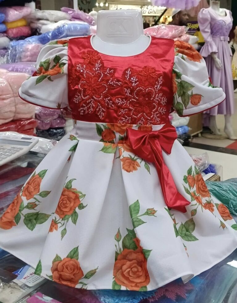 Premium Red and White Floral Baby Dress and Gown
