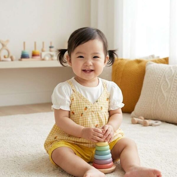 Lovely Yellow Gingham Checkered Dress Set with Shorts for Toddlers